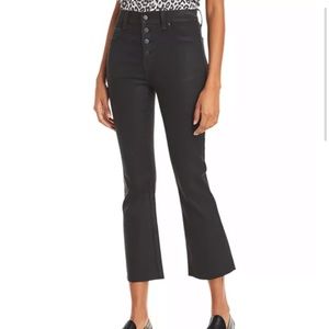 High Rise Cropped Jeans in Coated Black